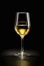 Glass of white wine on black background. Royalty Free Stock Photo